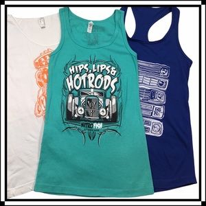 3 Tank Top Bundle Hotrod Theme Size S/M